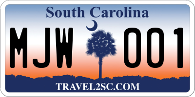 SC license plate MJW001