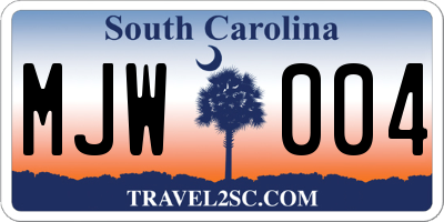 SC license plate MJW004