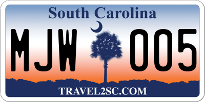 SC license plate MJW005