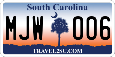 SC license plate MJW006