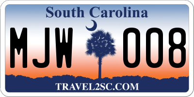 SC license plate MJW008