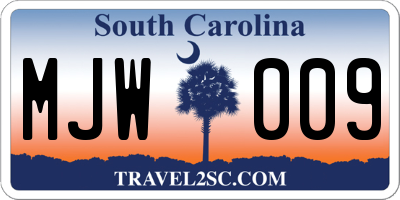 SC license plate MJW009
