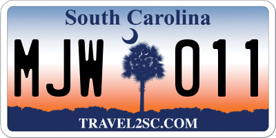 SC license plate MJW011