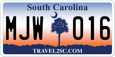 SC license plate MJW016
