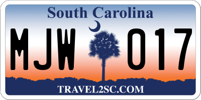 SC license plate MJW017