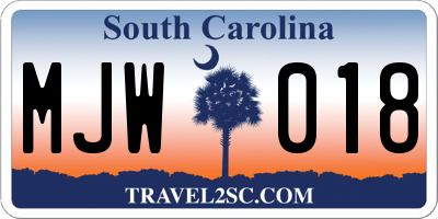 SC license plate MJW018