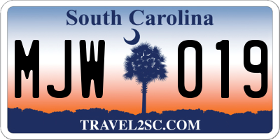 SC license plate MJW019