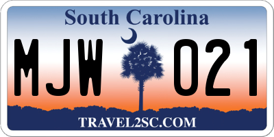 SC license plate MJW021