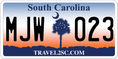 SC license plate MJW023
