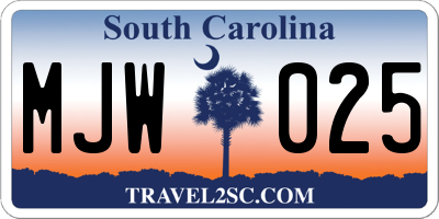 SC license plate MJW025