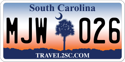 SC license plate MJW026
