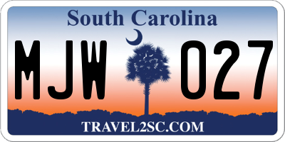 SC license plate MJW027