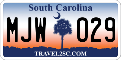 SC license plate MJW029