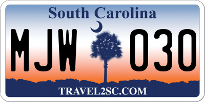 SC license plate MJW030