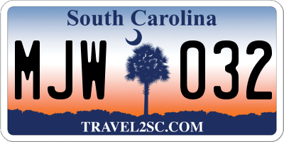 SC license plate MJW032