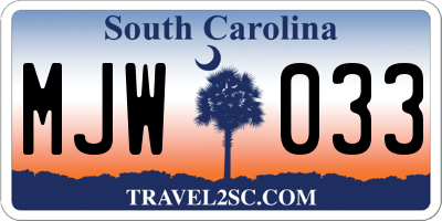 SC license plate MJW033