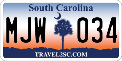 SC license plate MJW034