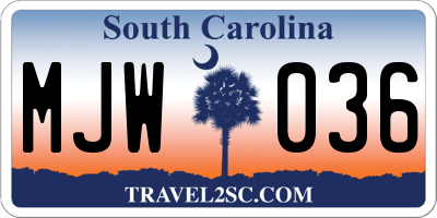 SC license plate MJW036
