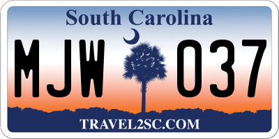 SC license plate MJW037