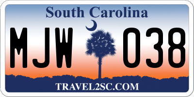 SC license plate MJW038