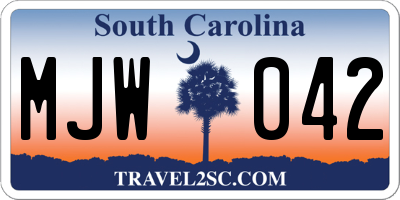 SC license plate MJW042