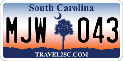 SC license plate MJW043