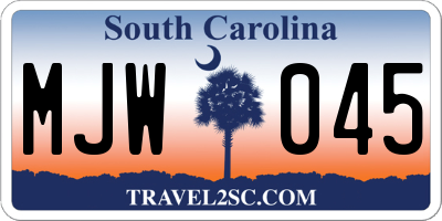 SC license plate MJW045