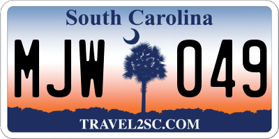 SC license plate MJW049