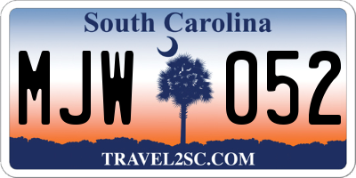 SC license plate MJW052