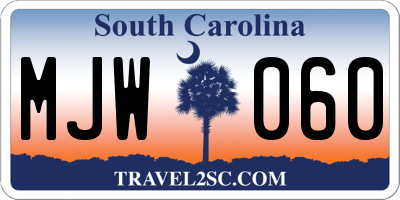 SC license plate MJW060