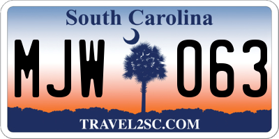 SC license plate MJW063