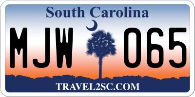 SC license plate MJW065