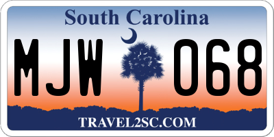 SC license plate MJW068