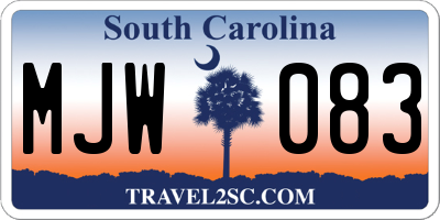 SC license plate MJW083