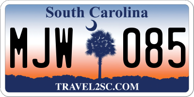 SC license plate MJW085