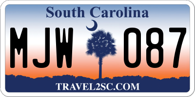 SC license plate MJW087