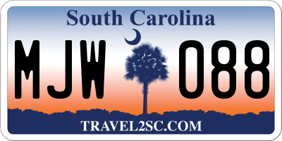 SC license plate MJW088