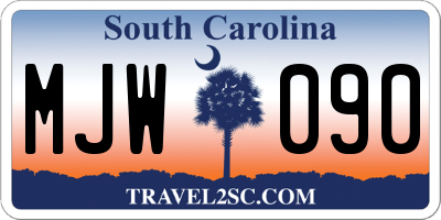 SC license plate MJW090
