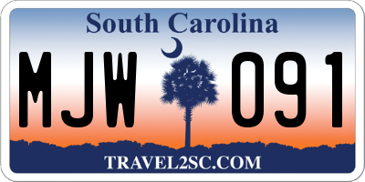 SC license plate MJW091