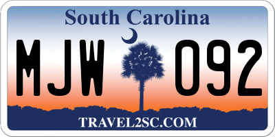 SC license plate MJW092