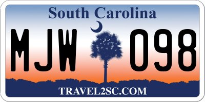 SC license plate MJW098