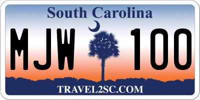 SC license plate MJW100