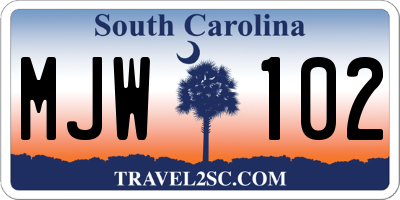 SC license plate MJW102