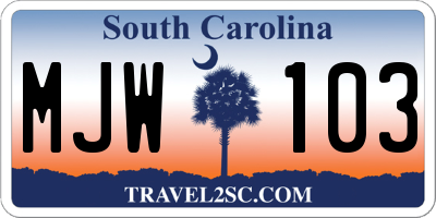 SC license plate MJW103