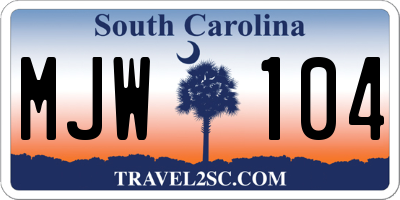 SC license plate MJW104