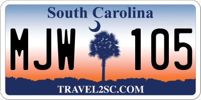 SC license plate MJW105