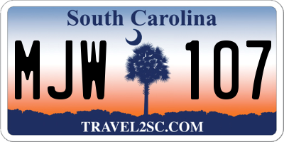 SC license plate MJW107