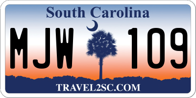 SC license plate MJW109