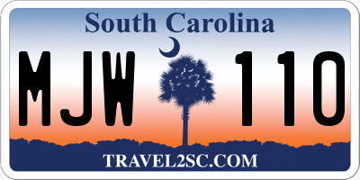 SC license plate MJW110