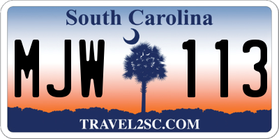 SC license plate MJW113